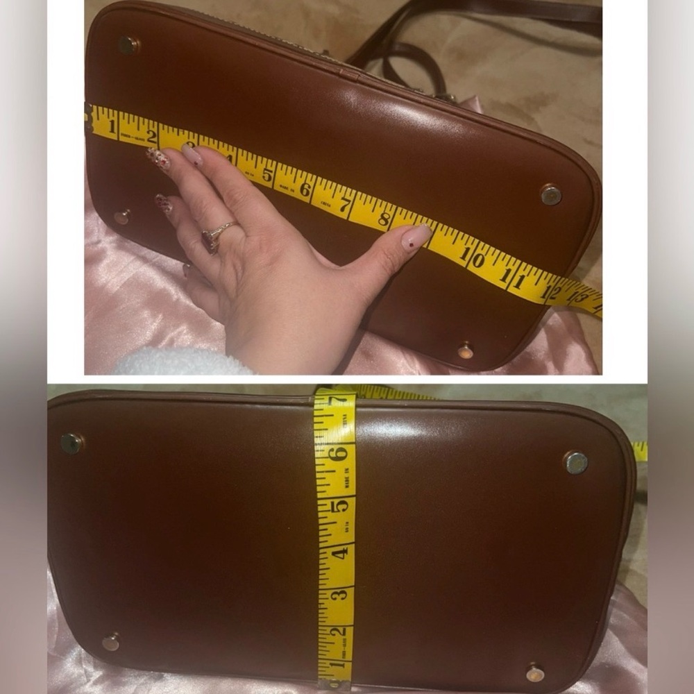 Classic Plaid Satchel Handbag in Beige and Brown - Picture 12 of 13